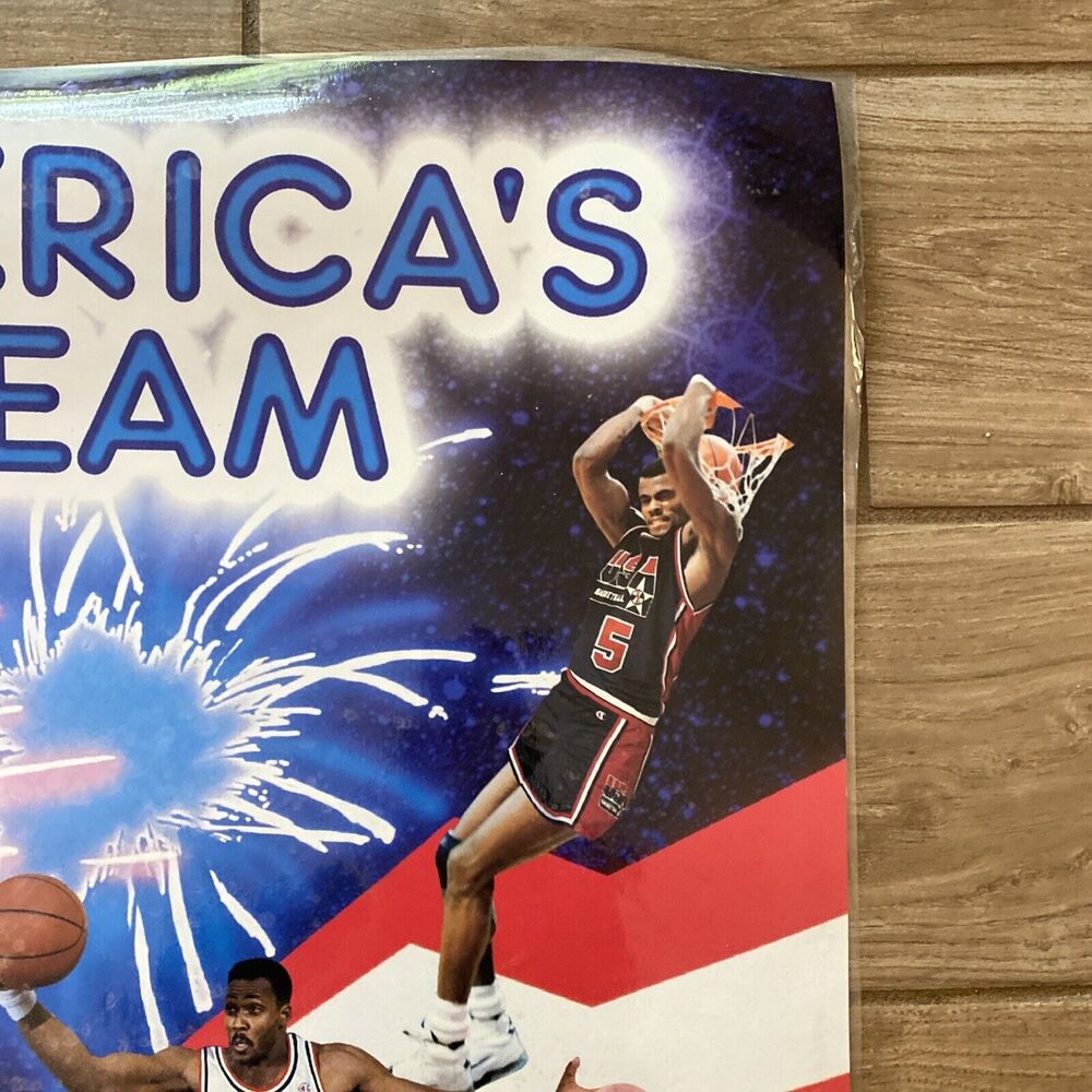 1992 STARLINE MICHAEL JORDAN & AMERICA’S DREAM TEAM OLYMPIC BASKETBALL POSTER - Picture 10 of 12